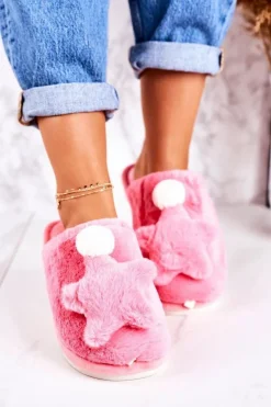 Damskie Papcie Z Futerkiem I Gwiazdką Różowe Night-Night