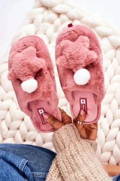 Damskie Papcie Z Futerkiem I Gwiazdką Pudrowy Róż Night-Night