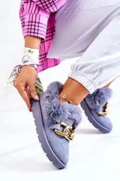 Damskie Papcie Złoty Łańcuch Niebieskie Ardrums