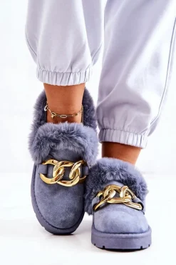 Damskie Papcie Złoty Łańcuch Niebieskie Ardrums