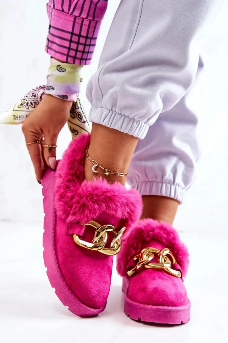 Damskie Papcie Złoty Łańcuch Fuksja Ardrums