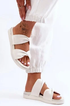 Damskie Płaskie Klapki Big Star LL274A121 Białe