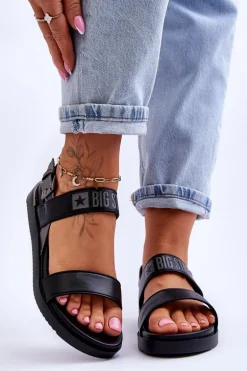 Damskie Płaskie Sandały Big Star LL274938 Czarne