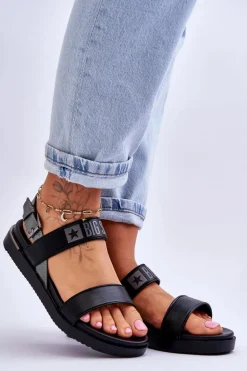 Damskie Płaskie Sandały Big Star LL274938 Czarne