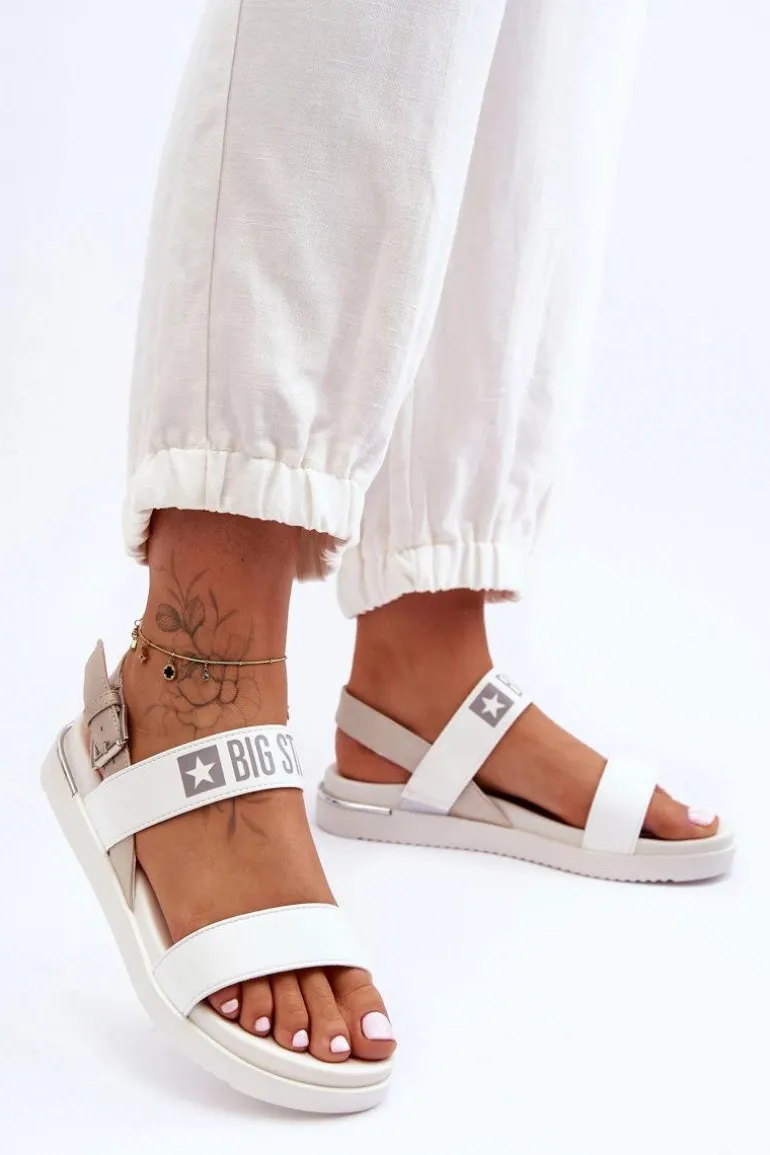 Damskie Płaskie Sandały Big Star LL274939 Białe