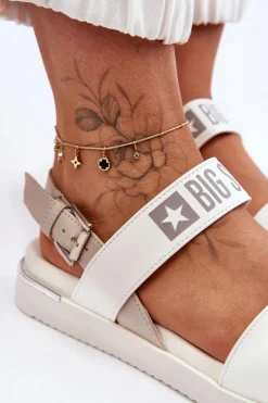 Damskie Płaskie Sandały Big Star LL274939 Białe