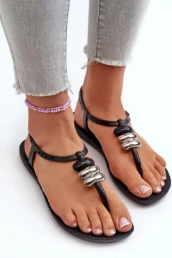 Damskie Płaskie Sandały Japonki 83507 Ipanema Class Blown Up Sandal Fem Czarne