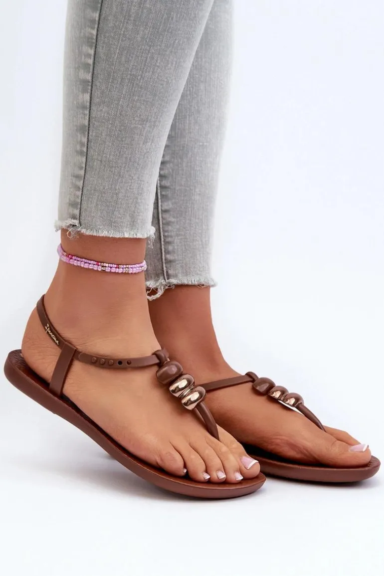 Damskie Płaskie Sandały Japonki 83507 Ipanema Class Blown Up Sandal Fem Brązowe