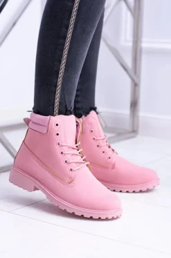 Damskie Pastelowe Botki Timberki Pudrowy Róż Lucy