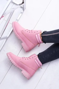 Damskie Pastelowe Botki Timberki Pudrowy Róż Lucy