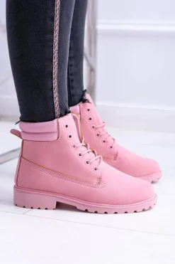 Damskie Pastelowe Botki Timberki Pudrowy Róż Lucy