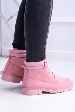 Damskie Pastelowe Botki Timberki Pudrowy Róż Lucy