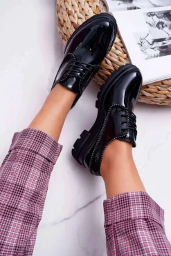 Damskie Półbuty Lakierowane Czarne So What