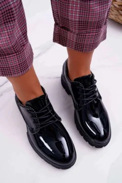 Damskie Półbuty Lakierowane Czarne So What