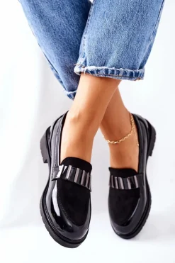 Damskie Półbuty Lakierowane Czarne Montius