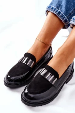 Damskie Półbuty Lakierowane Czarne Montius