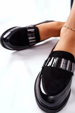 Damskie Półbuty Lakierowane Czarne Montius