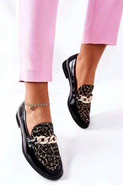 Damskie Półbuty Maciejka Lakierowane Loafery Czarne 4099B-01