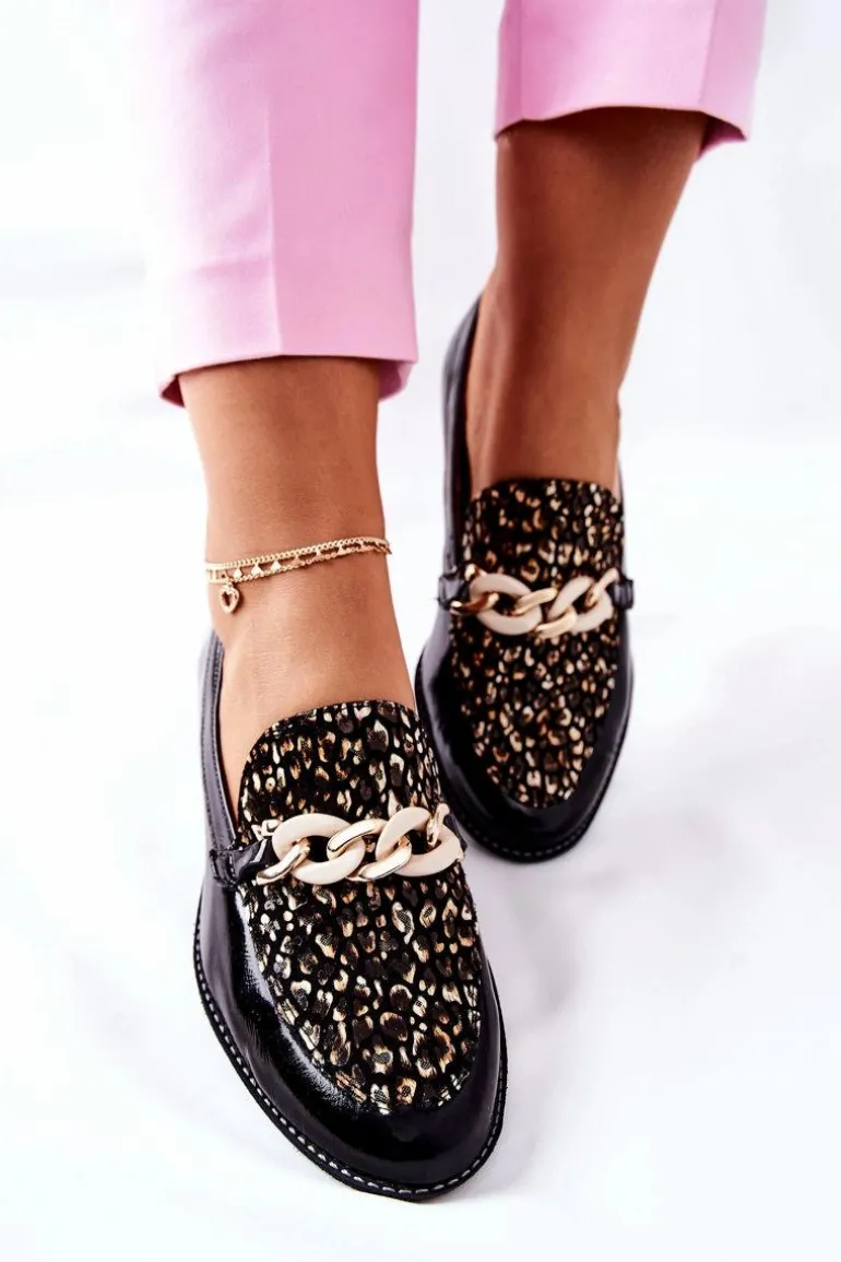Damskie Półbuty Maciejka Lakierowane Loafery Czarne 4099B-01