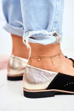 Damskie Półbuty Maciejka Skórzane Mokasyny Czarne 04484-01/00-5