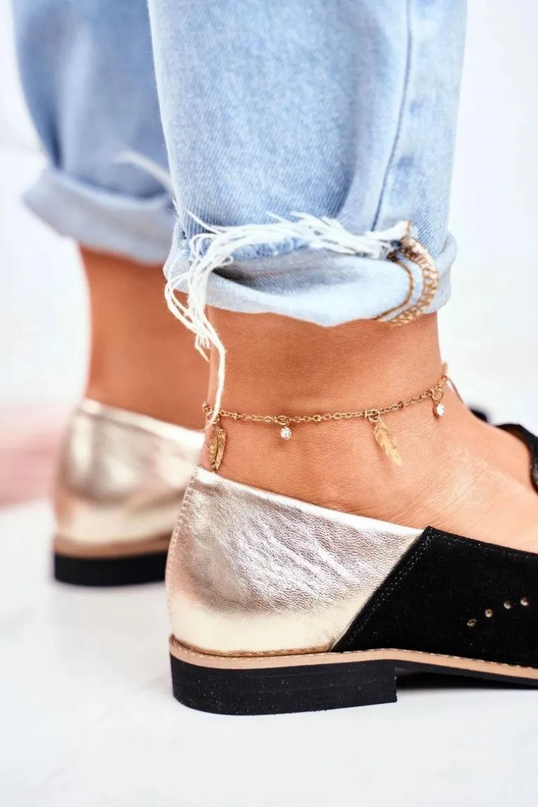 Damskie Półbuty Maciejka Skórzane Mokasyny Czarne 04484-01/00-5