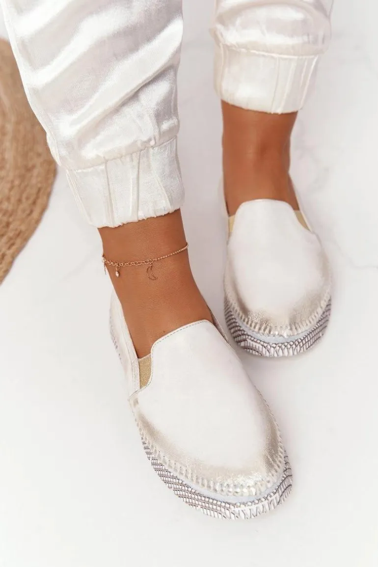 Damskie Półbuty Maciejka Wsuwane Skórzane Złote 03512-25