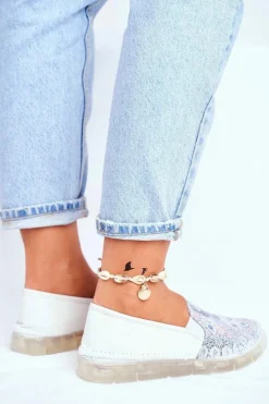 Damskie Półbuty Maciejka Wsuwane Skórzane Białe 03512-46