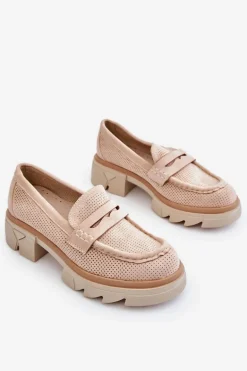 Damskie Półbuty Mokasyny Na Płaskim Obcasie Beżowe Fletcher