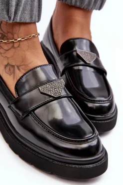 Damskie Półbuty Mokasyny Na Płaskim Obcasie Czarne Venla