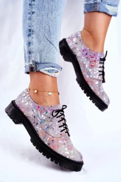 Damskie Półbuty Oxfordy Popiel Skórzane Maciejka 04087-13