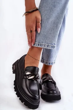 Damskie Półbuty Skórzane Big Star KK274498 Czarne