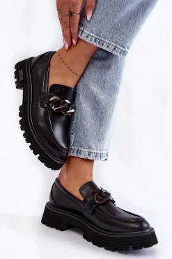 Damskie Półbuty Skórzane Big Star KK274498 Czarne