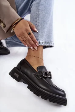 Damskie Półbuty Skórzane Big Star KK274498 Czarne