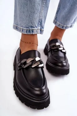 Damskie Półbuty Skórzane Big Star KK274498 Czarne