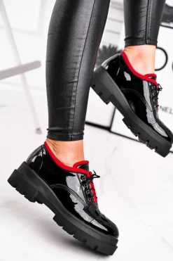 Damskie Półbuty Skórzane Visconi Czarne 7427936