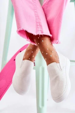 Damskie Półbuty Wsuwane Białe Viviana