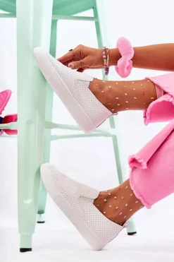 Damskie Półbuty Wsuwane Białe Viviana