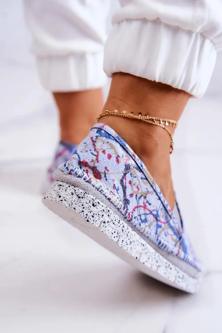 Damskie Półbuty Wsuwane Skórzane Maciejka 03512-39 Niebieskie