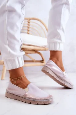 Damskie Półbuty Wsuwane Skórzane Maciejka 03512-28 Jasnoróżowe