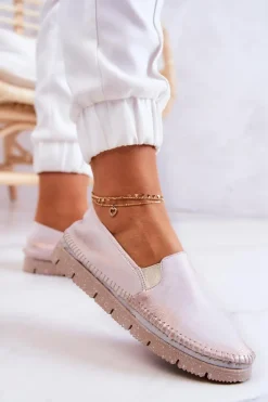 Damskie Półbuty Wsuwane Skórzane Maciejka 03512-28 Jasnoróżowe