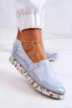 Damskie Półbuty Wsuwane Skórzane Maciejka 03512-40 Jasnoniebieskie