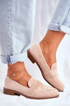 Damskie Półbuty Zamszowe Beżowe Cintra