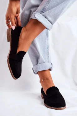 Damskie Półbuty Zamszowe Czarne Cintra