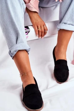 Damskie Półbuty Zamszowe Czarne Cintra