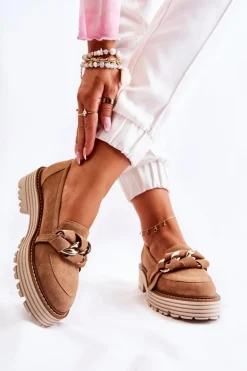 Damskie Półbuty Zamszowe Laura Messi 2523 Camel