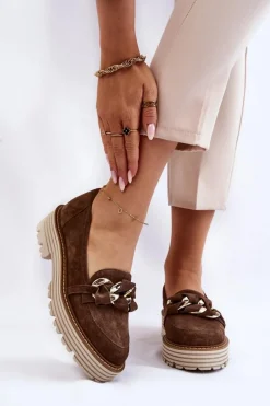 Damskie Półbuty Zamszowe Laura Messi 2523 Brązowe