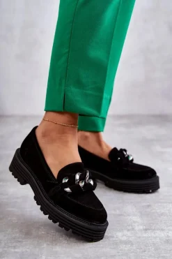 Damskie Półbuty Zamszowe Laura Messi 2523 Czarne