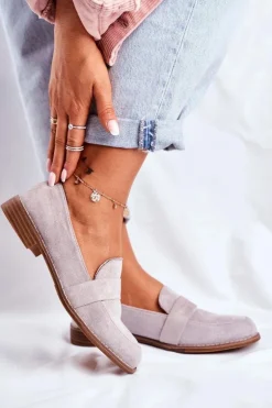 Damskie Półbuty Zamszowe Szare Cintra