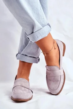 Damskie Półbuty Zamszowe Szare Cintra