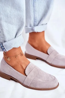 Damskie Półbuty Zamszowe Szare Cintra